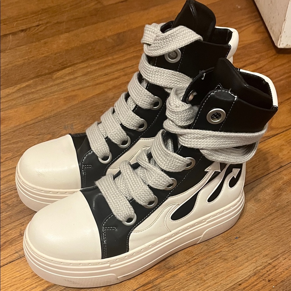 High-Top Sneakers with Flame Design